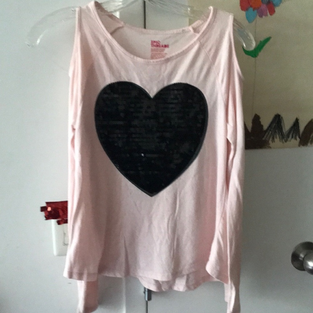 Girls sequin cold shoulder top L